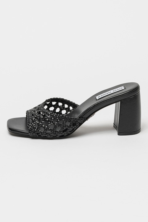Steve Madden, Papuci cu toc de piele ecologica Lovesick, Negru, 40