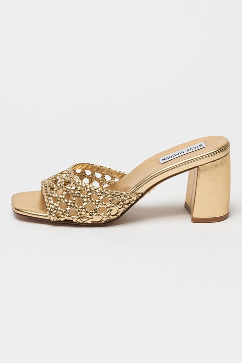 Steve Madden, Papuci cu toc de piele ecologica Lovesick, Auriu, 36