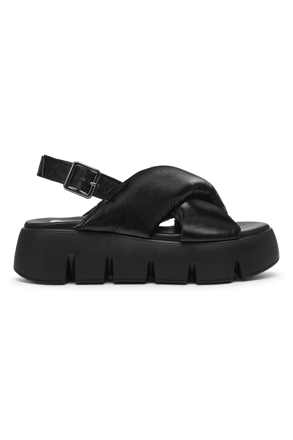 Steve Madden, Sandale cu platforma si catarama, Negru, 38