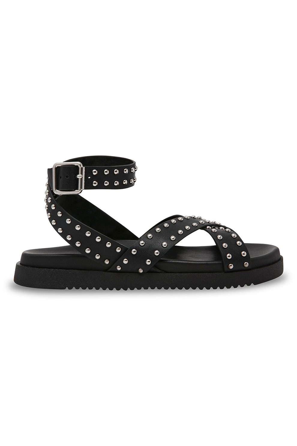 Steve Madden, Sandale din piele cu inchidere cu catarama, Negru, 38