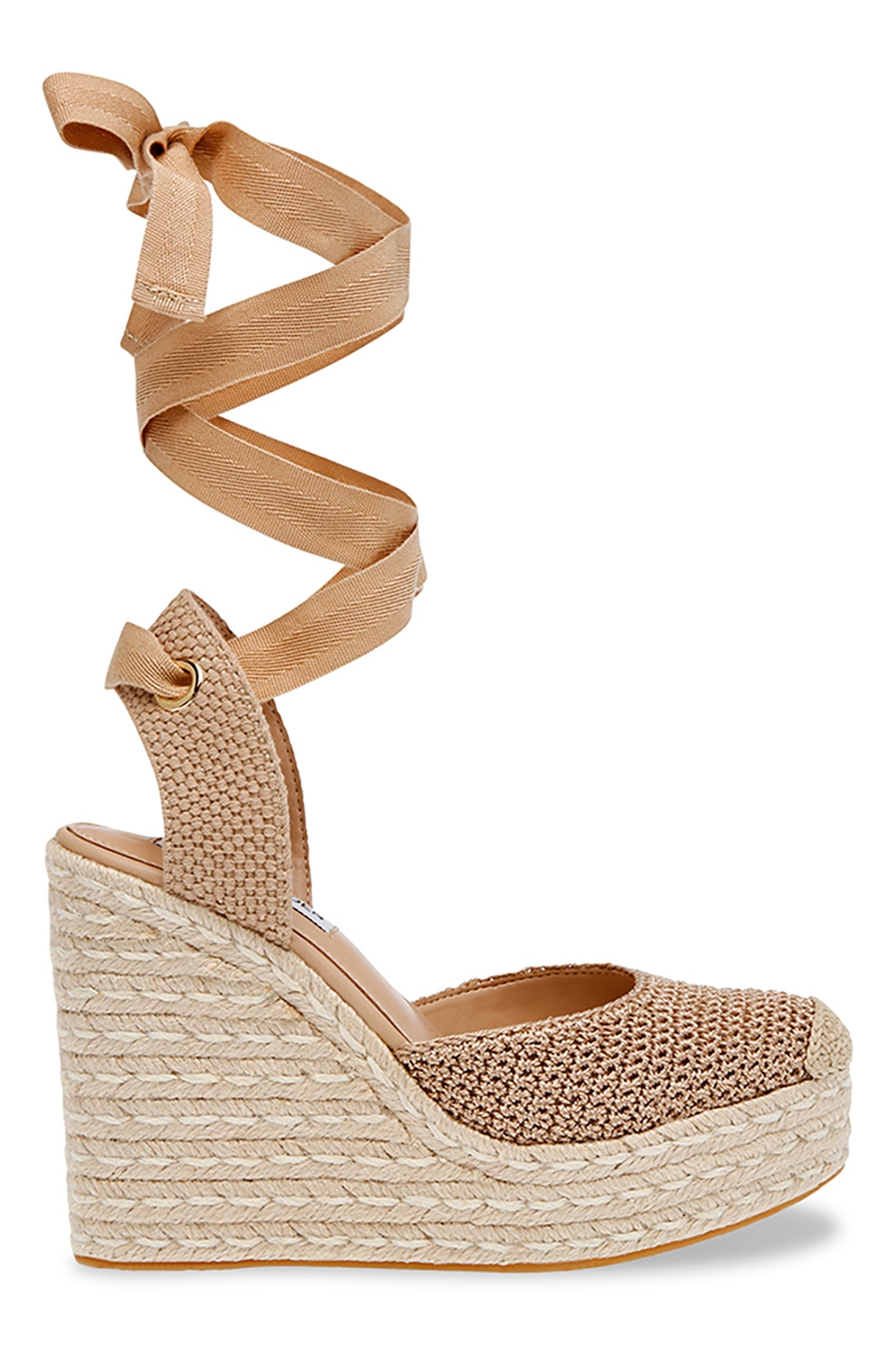 Steve Madden, Sandale cu model uni si talpa demi-wedge, Maro taupe deschis, Bej deschis, 38