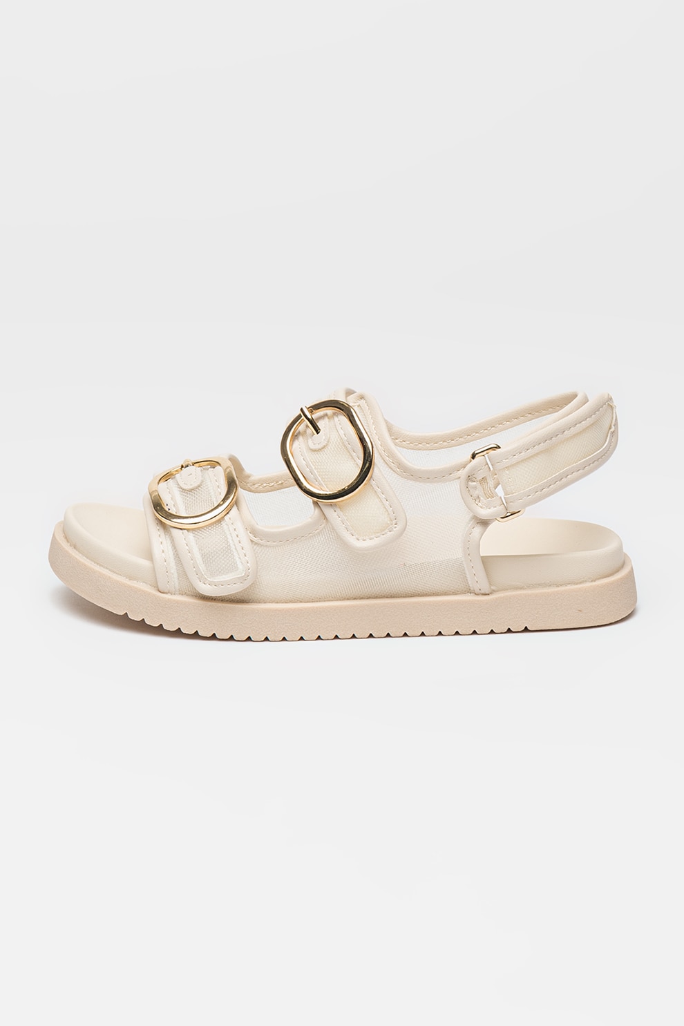 Steve Madden, Sandale cu talpa plata si inchidere velcro, Bej deschis, 31 EU