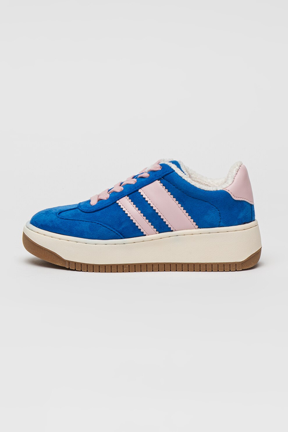 Steve Madden, Pantofi sport cu garnituri contrastante Field, Roz pastel, Albastru royal, 32 EU