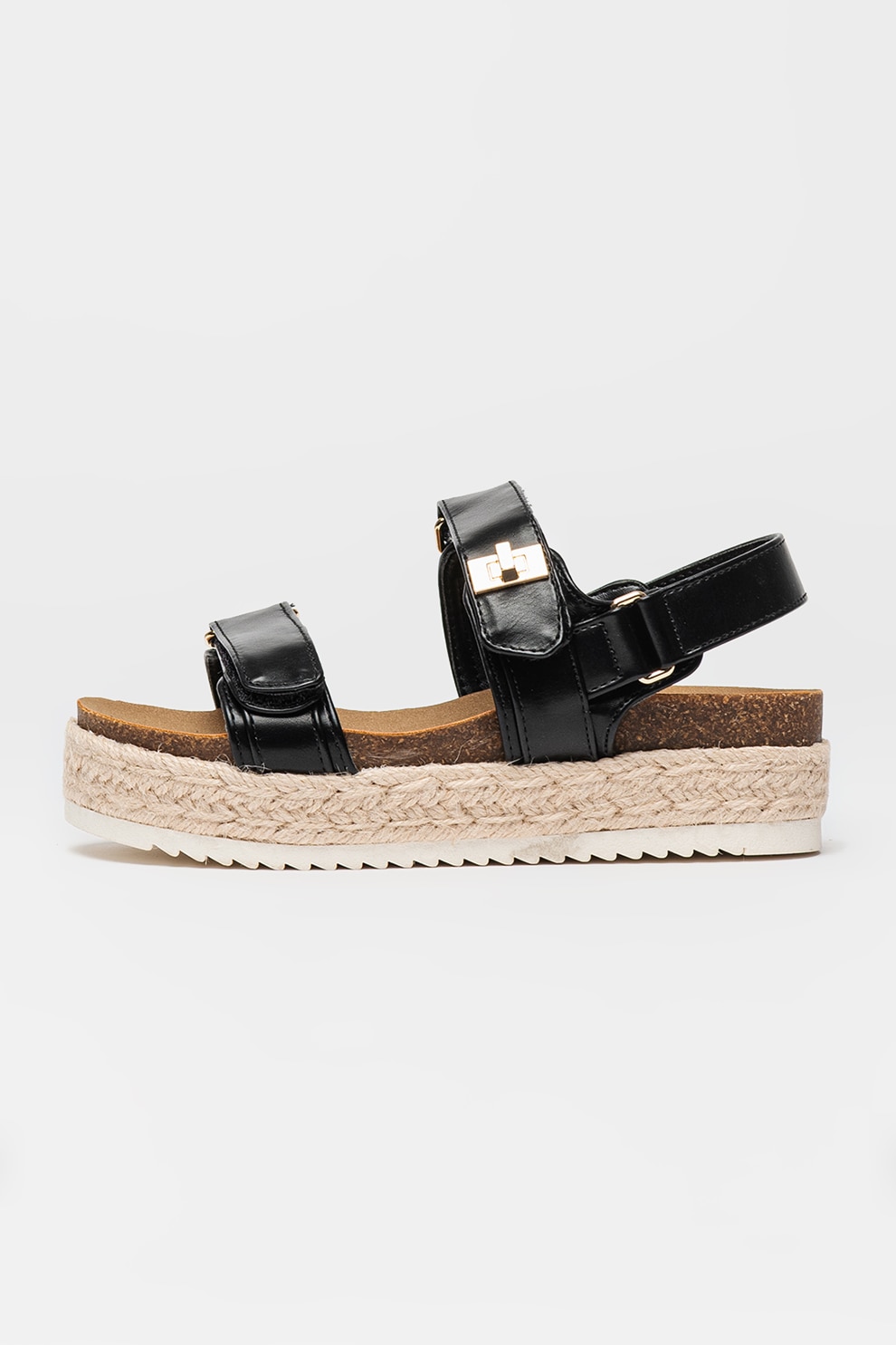 Steve Madden, Sandale din piele ecologica cu talpa flatform, Negru, 35 EU