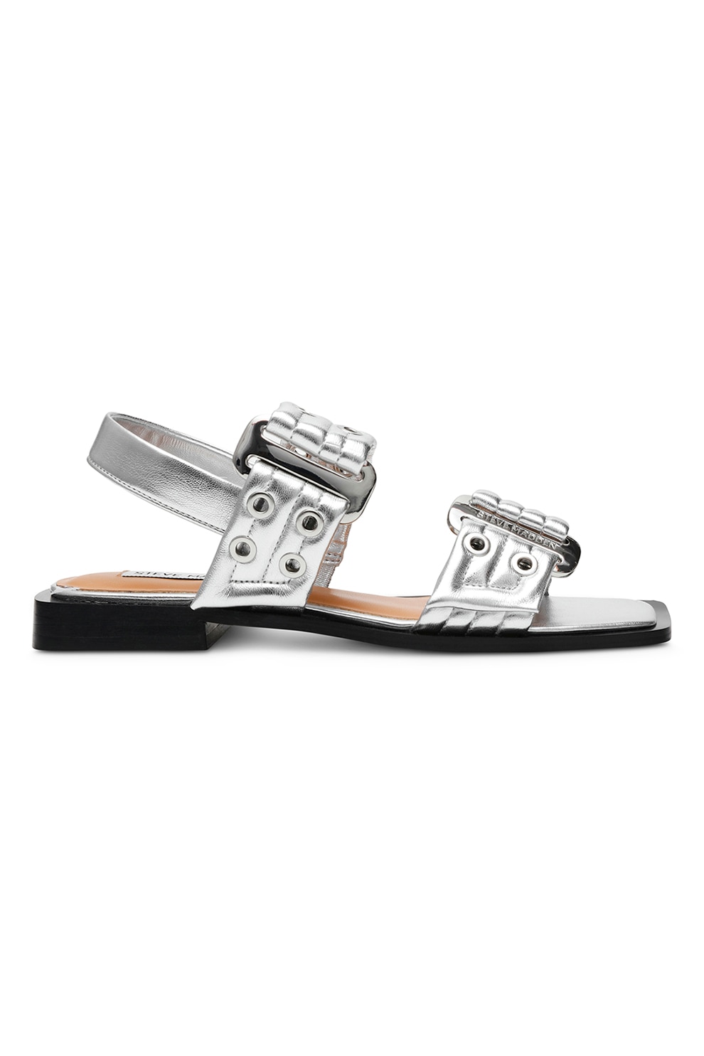 Steve Madden, Sandale din piele ecologica Saria-E, Argintiu, Bej deschis, 39