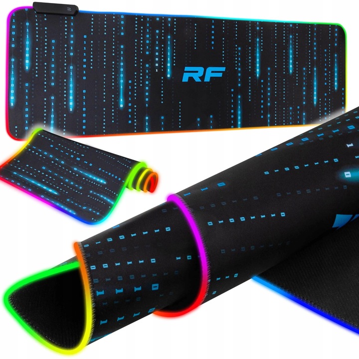 Mousepad gaming, Zola, anti-alunecare, cauciucat, iluminare LED, 80x30 cm, model cu cifre