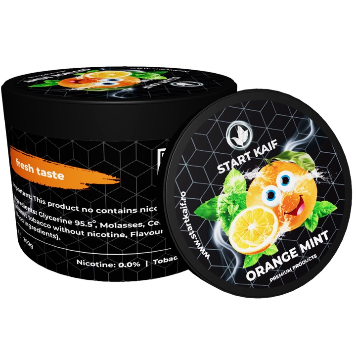 Аромат за наргиле StartKaif, портокал и мента, от целулоза, без никотин и тютюн, 200гр