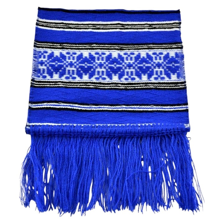 Napron Artizanat, Model Traditional, Albastru/Alb/Negru 80x40 cm