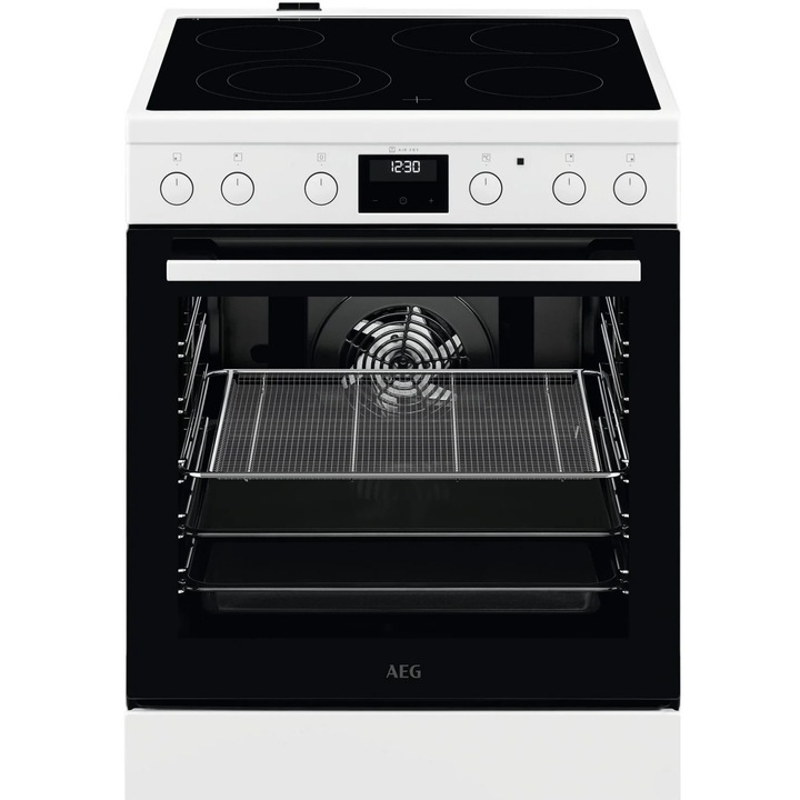 Aragaz AEG CCB6440CBW, clasa A, volum total 73 l, 7 functii, alb