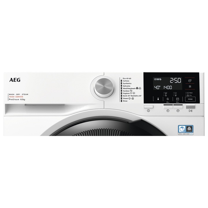 Masina de spalat rufe cu uscator AEG LWR71944B, PreciseLoad, 9/5 kg, Quick 20’, 1400rpm, Clasa A/D, Alba