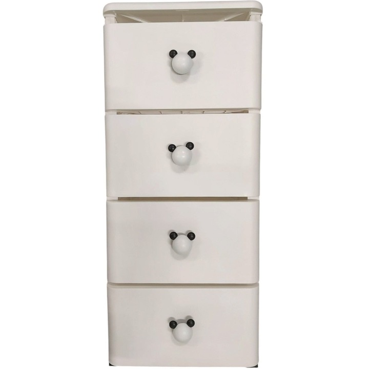 Dulap Modern pentru Depozitare tip Ratan cu 4 Sertare cu Maner, 38 x 40 x 89 cm