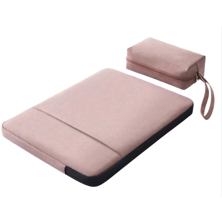 Mapa THD, protectie si transport laptop compatibila cu Apple Macbook Pro (M2) 13.3 inch si Apple Macbook Pro (M2) 14.2 inch, culoarea roz