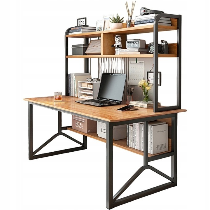 Számítógépes asztal sötét bükk laptophoz loft játékhoz modern 120 cm Rebiko