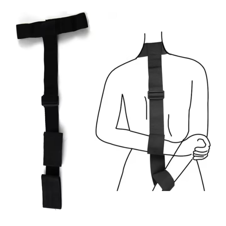 Комплект белезници и ограничител за врата CRT, Premium BDSM, Текстил, Велкро закопчаване, Пластмасови катарами, Черен