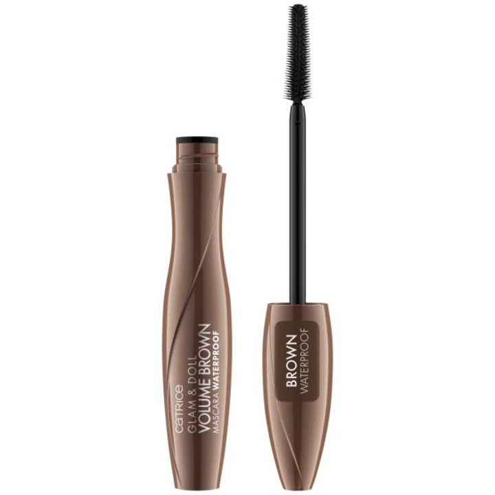 Mascara rezistent la apa Catrice Glam&Doll Volume Brown Mascara Waterproof, 10 ml