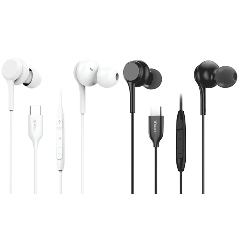 Casti cu Cablu Type-C 120cm, X-Start EJ200, Compatibile iPhone 15/16 si Android, Microfon si Control volum, Negru