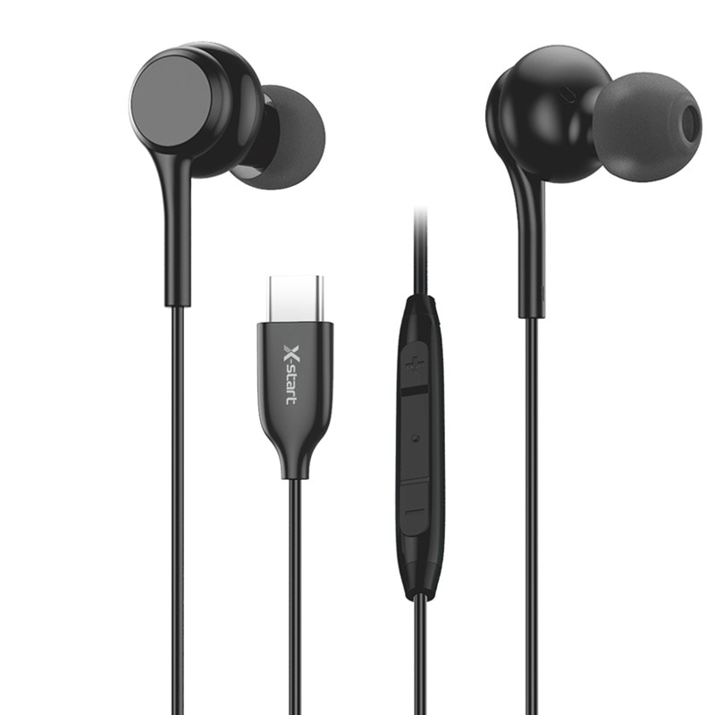 Casti cu Cablu Type-C 120cm, X-Start EJ200, Compatibile iPhone 15/16 si Android, Microfon si Control volum, Negru