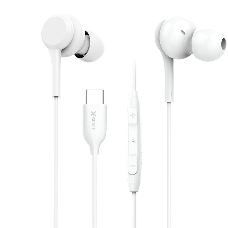 Casti cu Cablu Type-C 120cm, X-Start EJ200, Compatibile iPhone 15/16 si Android, Microfon si Control volum, Alb