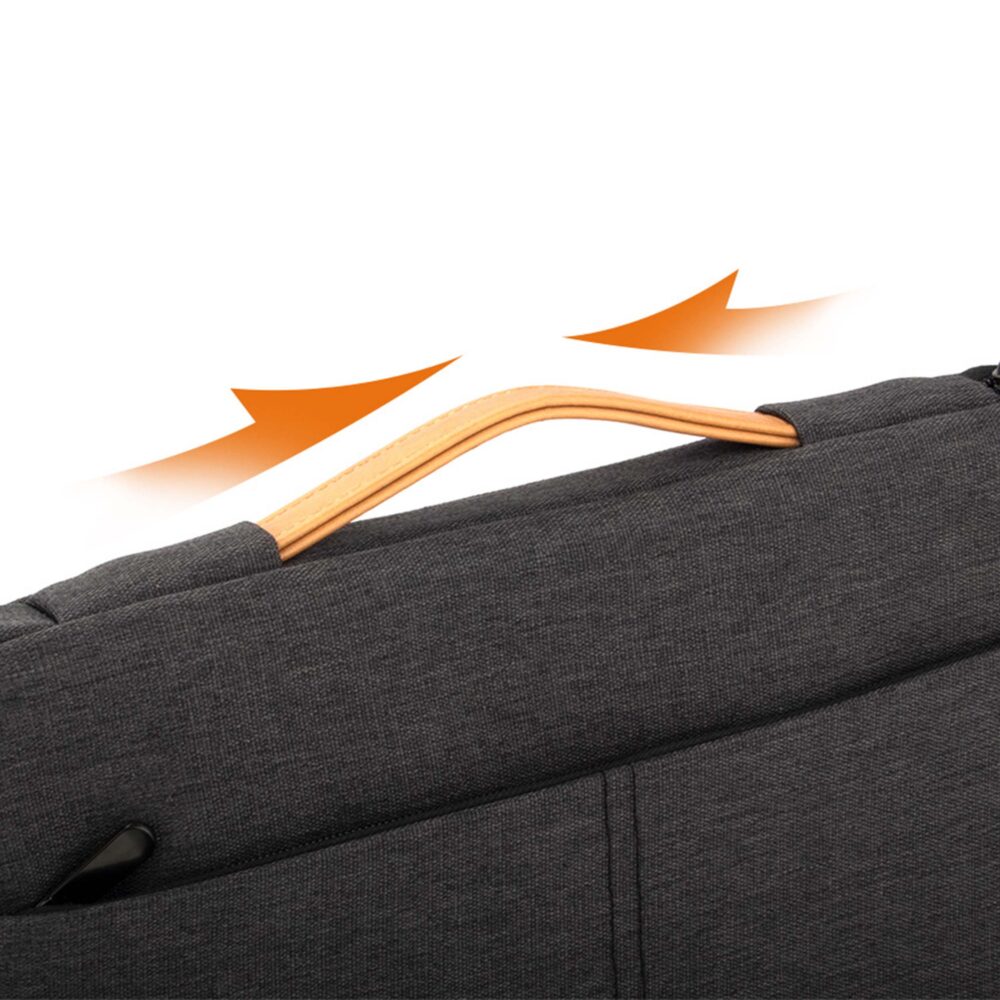Geanta pentru laptop, Zola, interior de plus, maner din piele ecologica, diagonala maxima 15.6”, inchidere fermoar, 39x28x3.5 cm, gri inchis