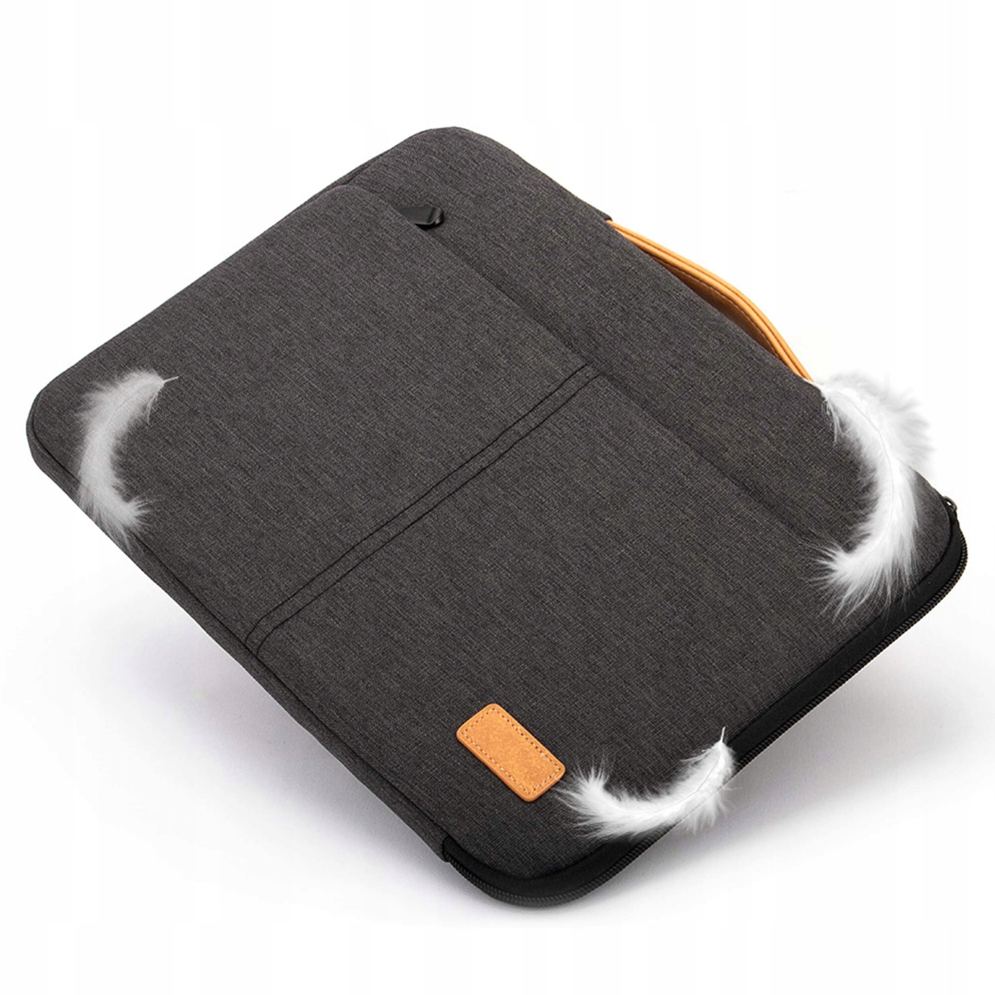 Geanta pentru laptop, Zola, interior de plus, maner din piele ecologica, diagonala maxima 15.6”, inchidere fermoar, 39x28x3.5 cm, gri inchis