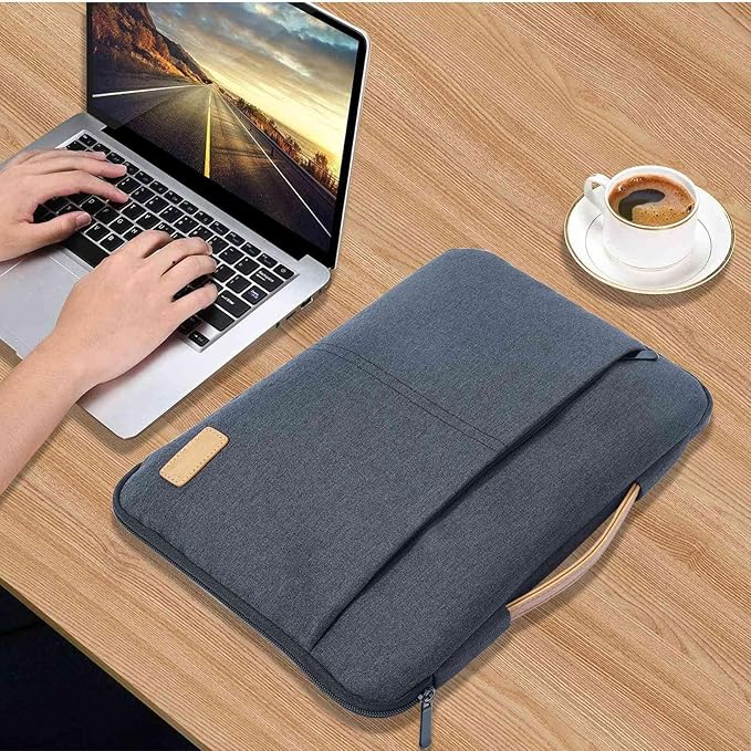 Geanta pentru laptop, Zola, interior de plus, maner din piele ecologica, diagonala maxima 15.6”, inchidere fermoar, 39x28x3.5 cm, gri inchis