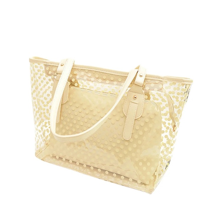 Geanta tote cu fermoar, multicolor, 24x12x20cm, pentru cosmetice si accesorii, material PU