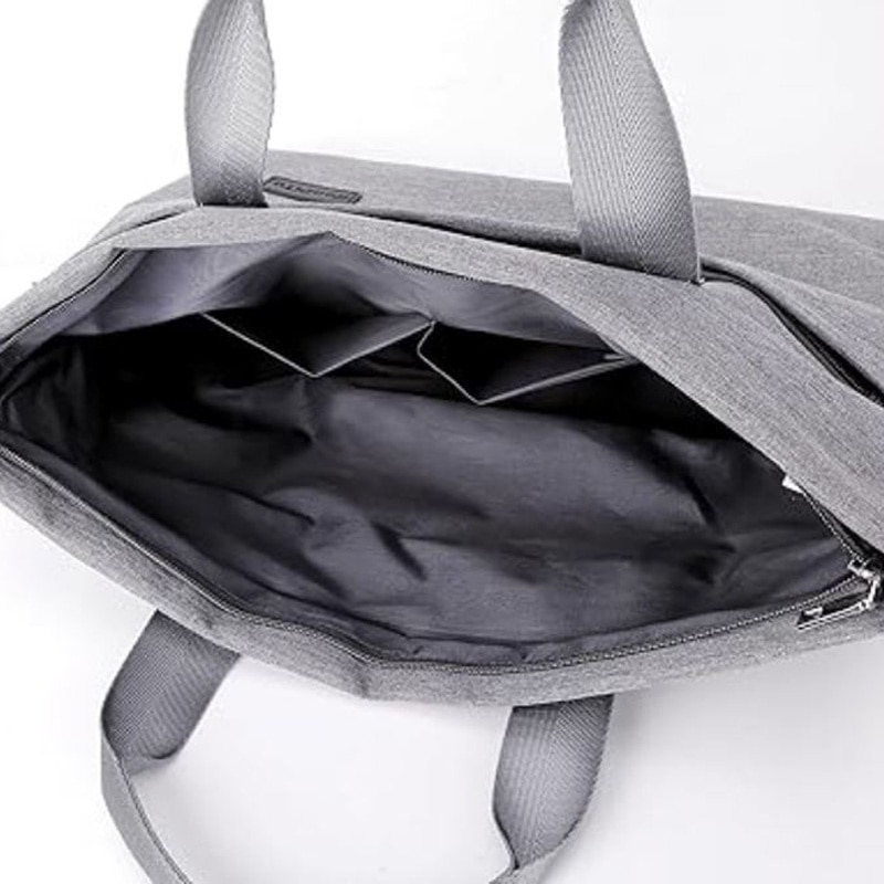 Geanta pentru Laptop 14", Subtire, Textil rezistent, 2 Buzunare, Gri