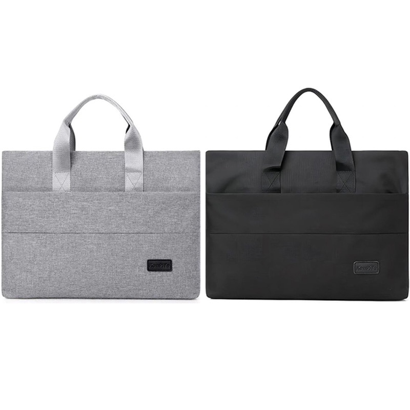 Geanta pentru Laptop 14", Subtire, Textil rezistent, 2 Buzunare, Gri