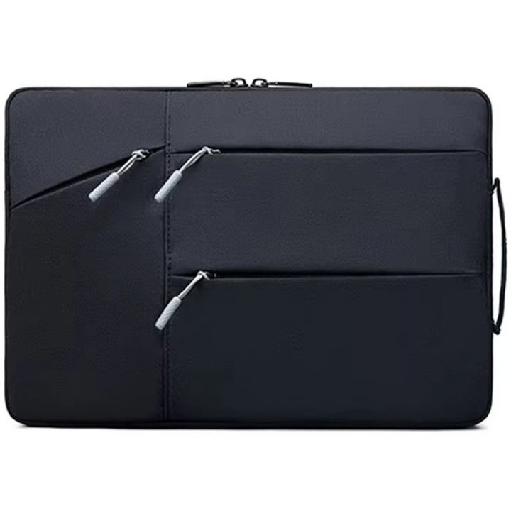 Чанта за лаптоп 13", бизнес външен вид, 4 джоба, издръжлив текстил, черна