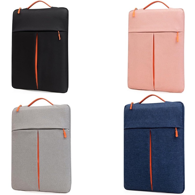 Geanta Business pentru Laptop 13-14", 4 Buzunare, Fermoar Portocaliu, Textil rezistent, Bleumarin