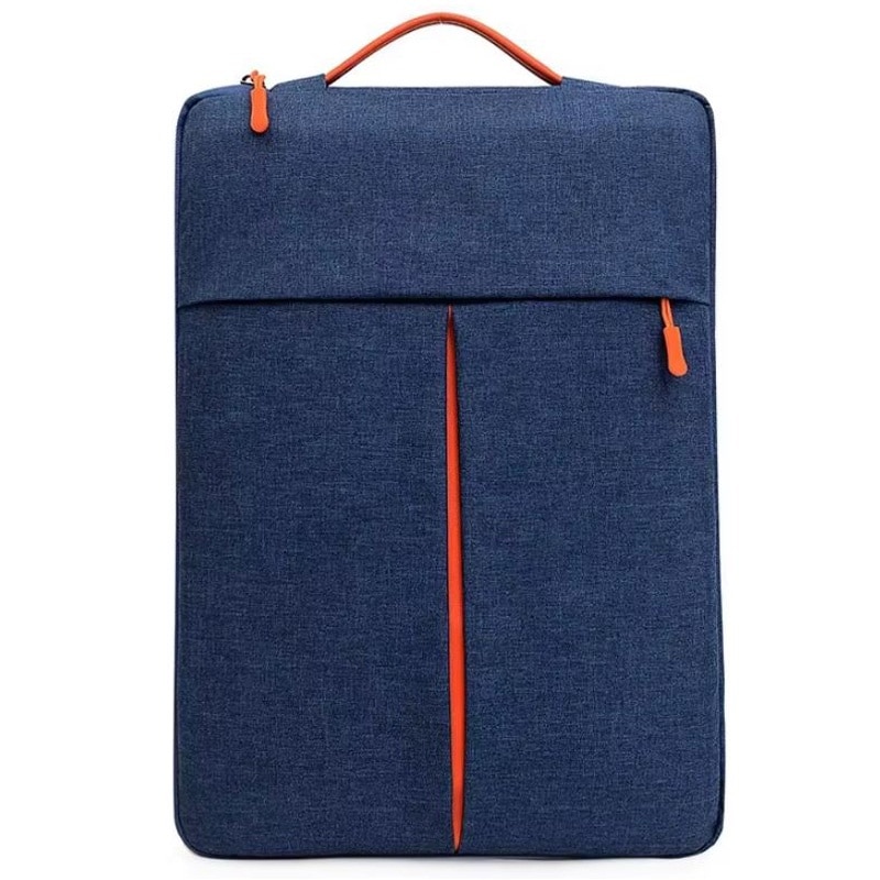 Geanta Business pentru Laptop 13-14", 4 Buzunare, Fermoar Portocaliu, Textil rezistent, Bleumarin