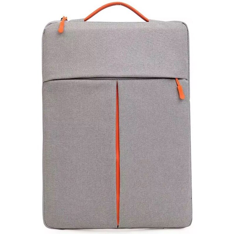 Geanta Business pentru Laptop 13-14", 4 Buzunare, Fermoar Portocaliu, Textil rezistent, Gri