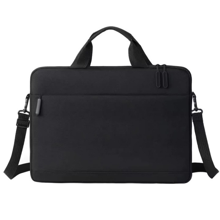 Чанта за лаптоп 15-16", презрамка за рамо, бизнес, 2 джоба, издръжлив текстил, черна