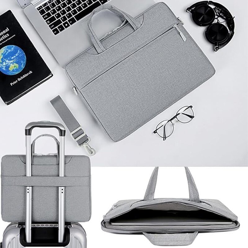 Geanta Smart Guard pentru Laptop 15-16", Curea umar, 3 Buzunare, Textil rezistent, Gri