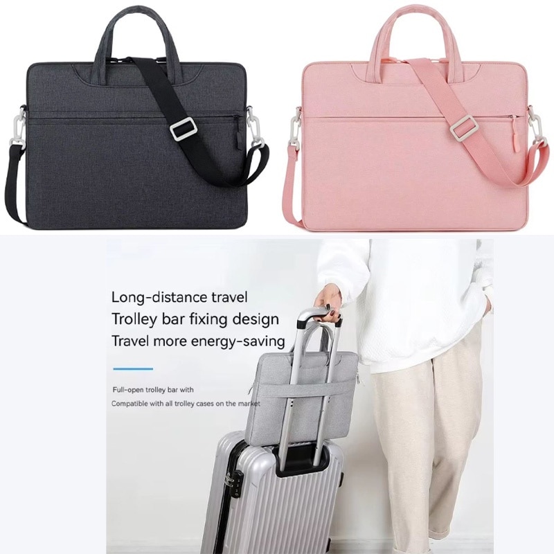 Geanta Smart Guard pentru Laptop 15-16", Curea umar, 3 Buzunare, Textil rezistent, Roz