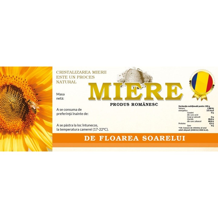 Eticheta borcan miere de Floarea Soarelui 154mm x 60mm