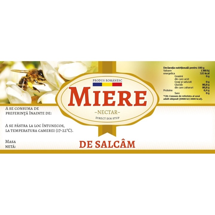 Етикет за буркан за мед Acacam Nectar направо от кошера 115 мм х 50 мм