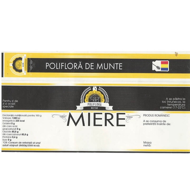 Eticheta + Sigiliu 150x55 mm "Poliflora de munte"