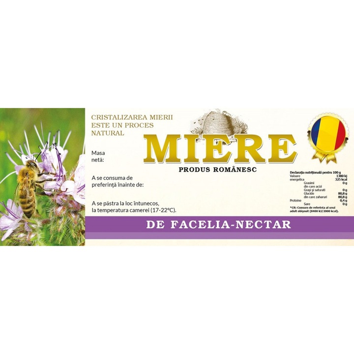 Etichete borcan miere de albine de Facelia Nectar 154mm x 60mm