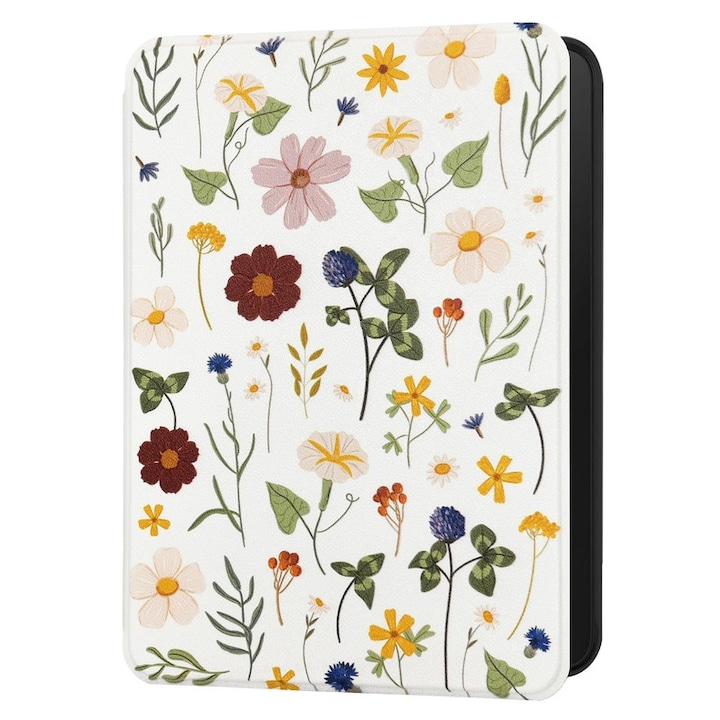 Husa pentru Kindle 6 inch 2024/2022, Baisirui, ultra subtire, impermeabila, 11th Generation Flowers
