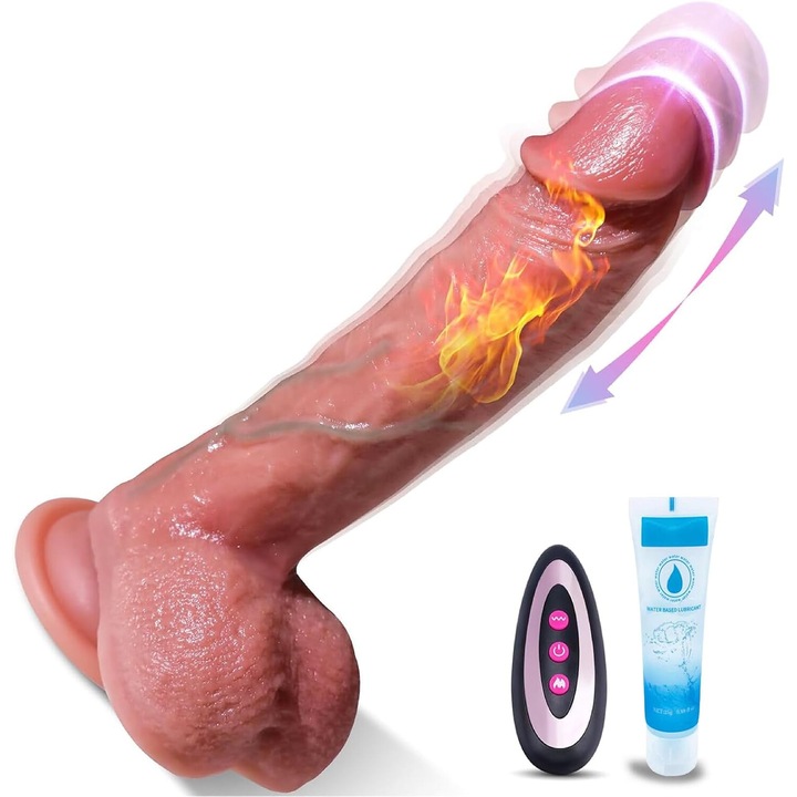 Generic Többfunkciós vibrációs vibrátor, fűtés és távirányító, szilikon, 22x4,5 cm, bőrszín/bézs