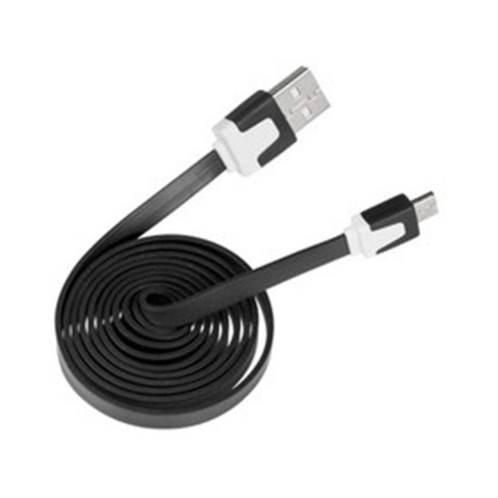 Rugalmas micro USB kábel, fekete, motorindító