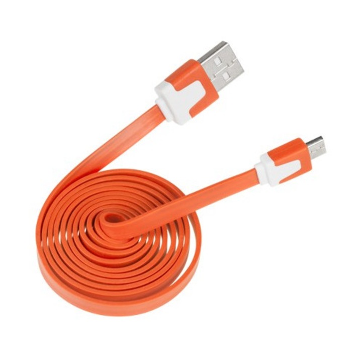 Rugalmas micro USB kábel, narancssárga, motorindító