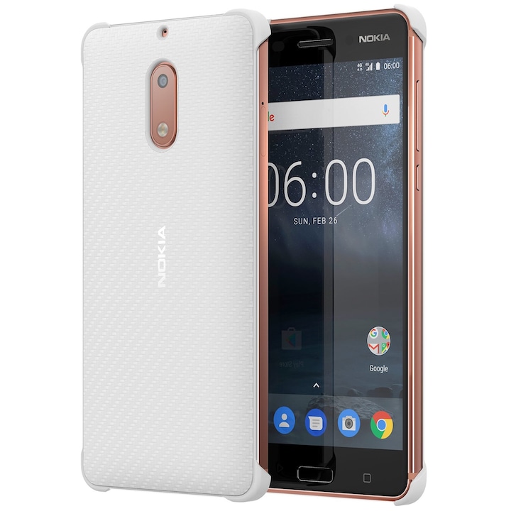 Szénszálas védőtok Nokia 6 készülékhez, Fehér