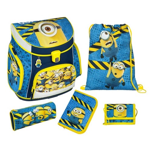 Ghiozdan echipat SCOOLI, model CAMPUS UP 5 piese, cu licenta MINIONS