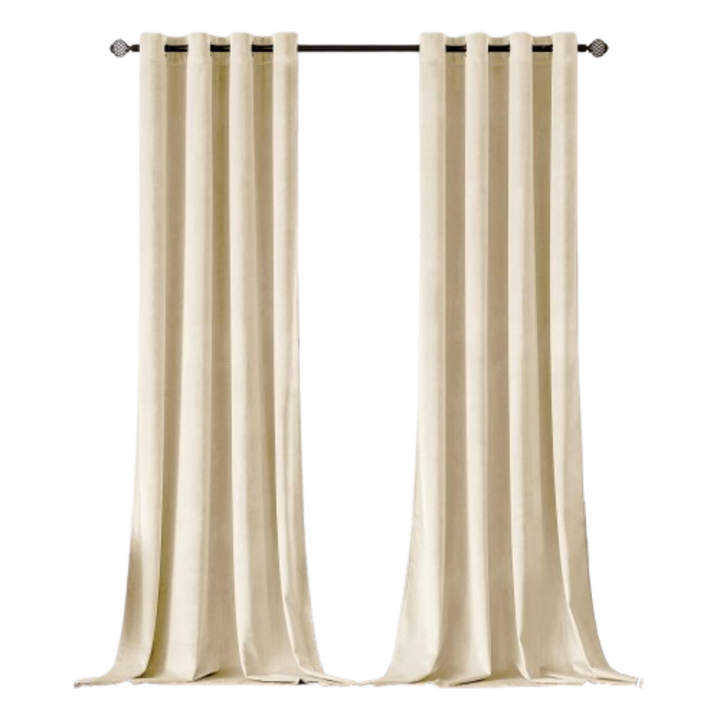 2 db MIULEE függöny szett, gyűrűkkel, bársonyos, átlátszatlan, 140 x 225 cm, Krém