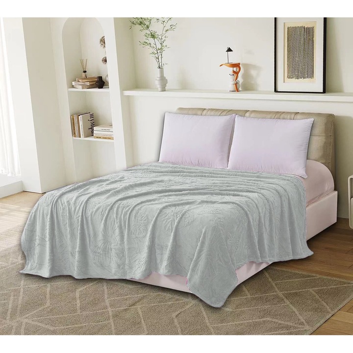 Patura Cocolino UNI pentru pat dublu 200x230 cm, model fluturi Verde Mint