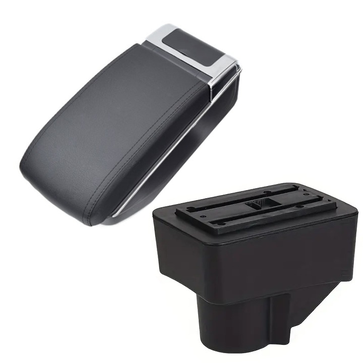 Cotiera pentru Ford Fiesta 8 MK8 (2017 - ), model 7H, cu USB, marca AVR®, negru, capac piele ecologica