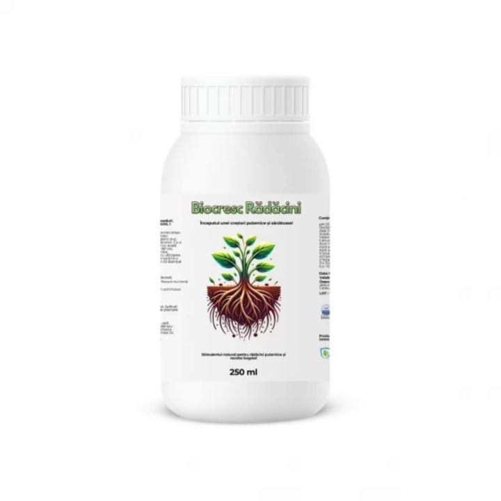 Biostimulator de inradacinare pentru rasaduri, butasi si arbusti fructiferi Biocresc Radacini, 250 ml