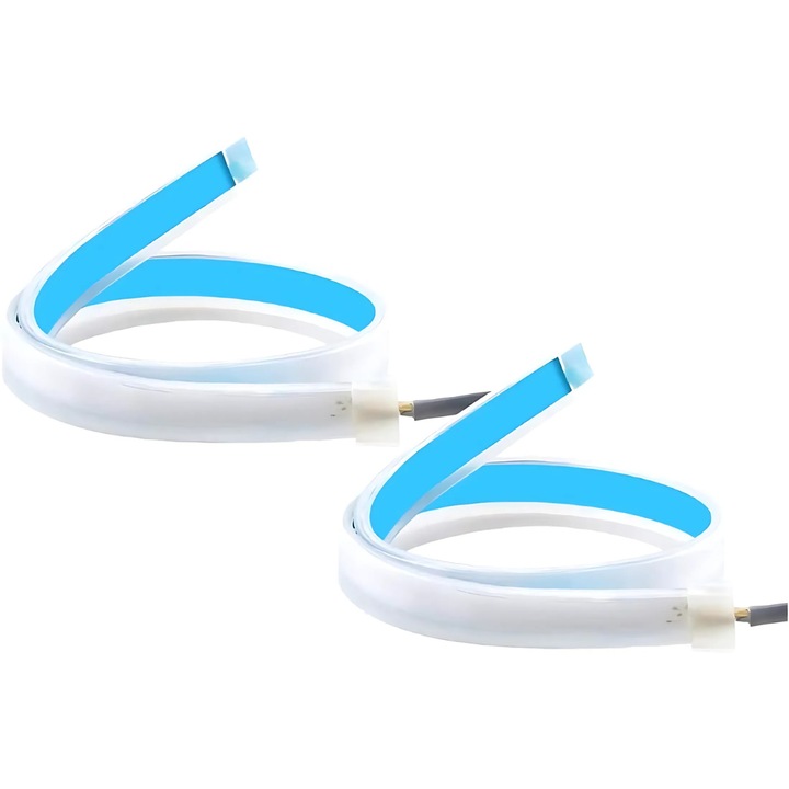 Комплект от 2 LED ленти за фарове Bukino®, практичен, функционален дизайн, DRL 45, динамична последователна сигнализация, устойчива, издръжлива, динамична последователна сигнализация, дневна светлина, монтаж на фарове, бял